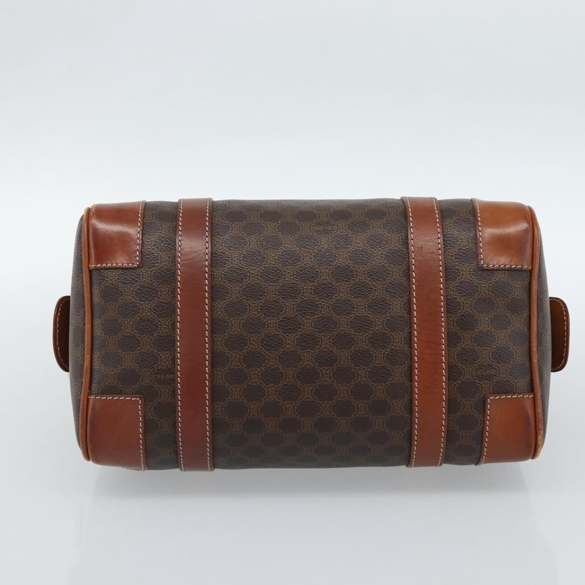CELINE Macadam Canvas Hand Bag PVC Leather Brown Gold Auth BA13467