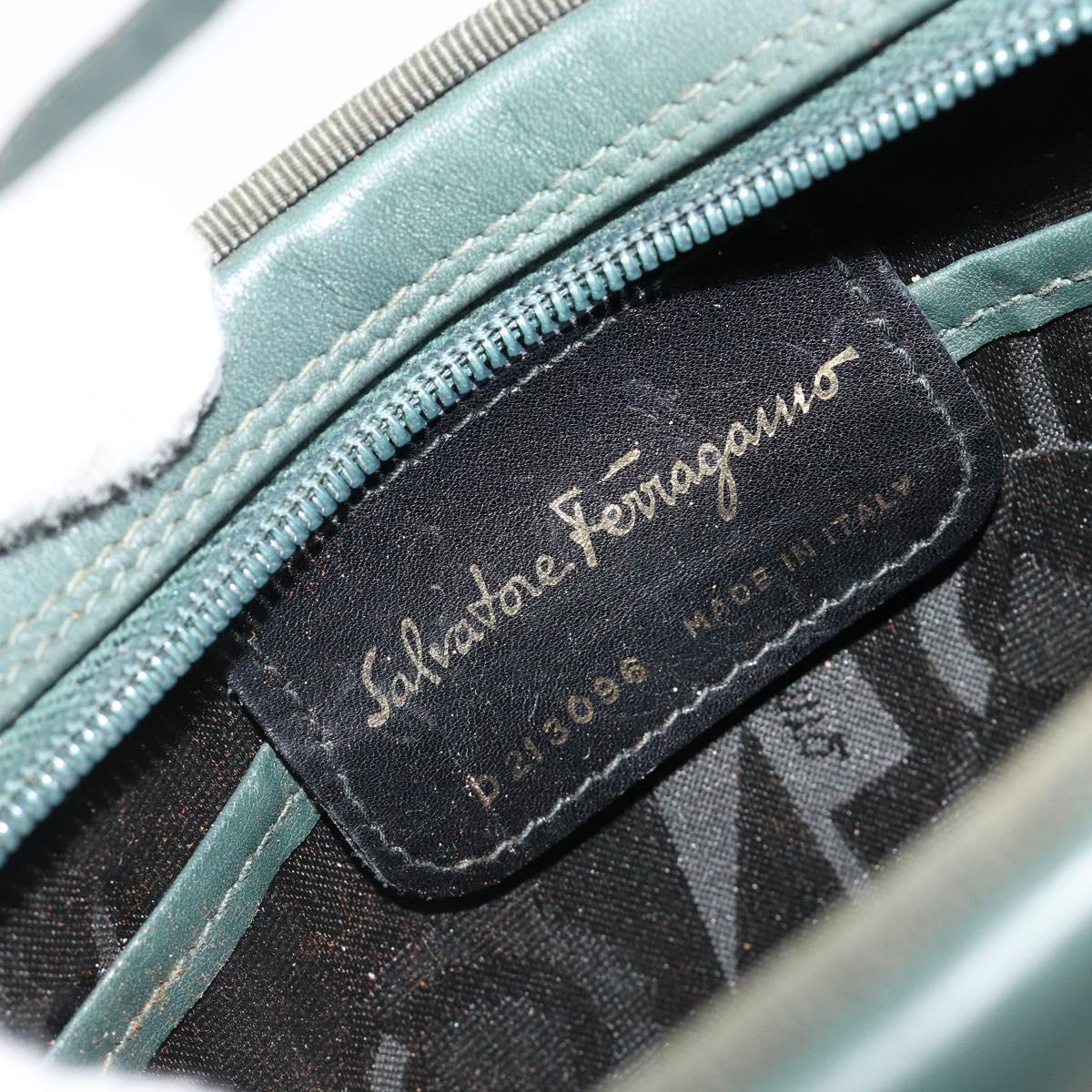Salvatore Ferragamo Vala Shoulder Bag Leather Khaki Gold Auth BA13475