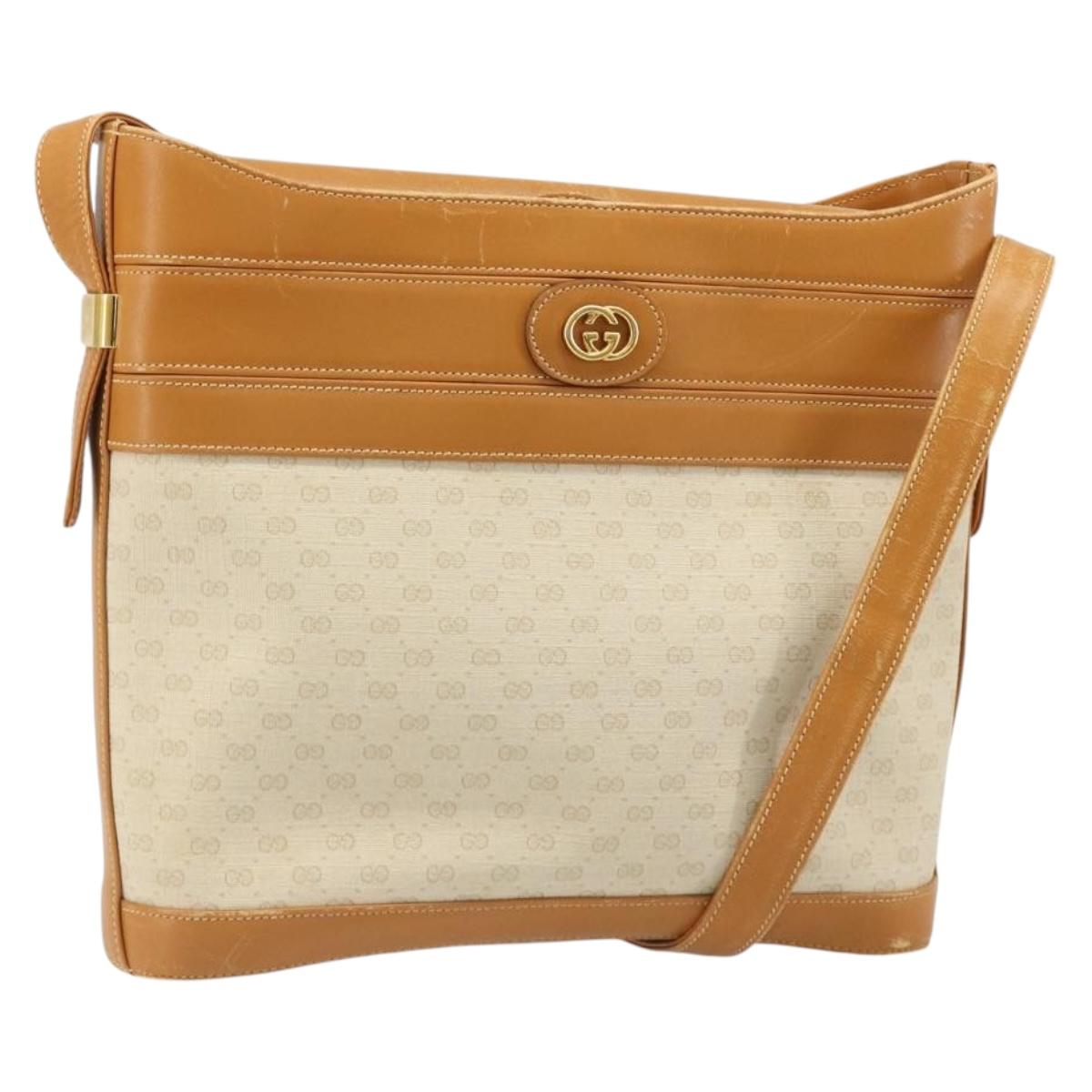 GUCCI Micro GG Supreme Shoulder Bag PVC White Gold 001 109 0579 Auth BA13477