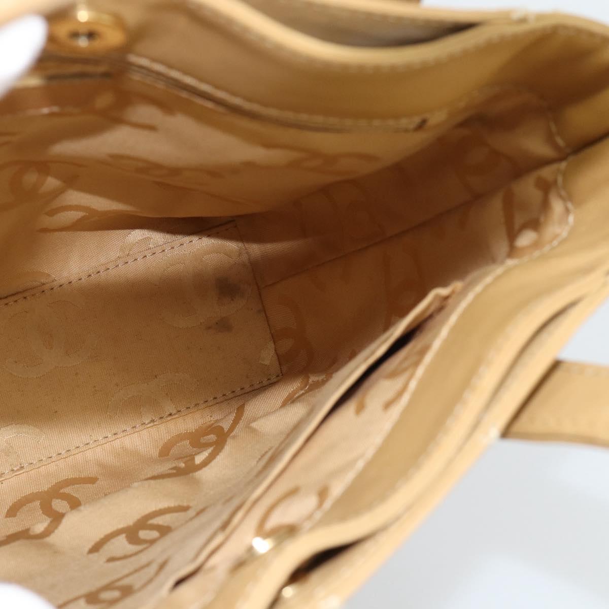 CHANEL Wild Stitch Hand Bag Leather Beige Gold CC Auth BA13478A