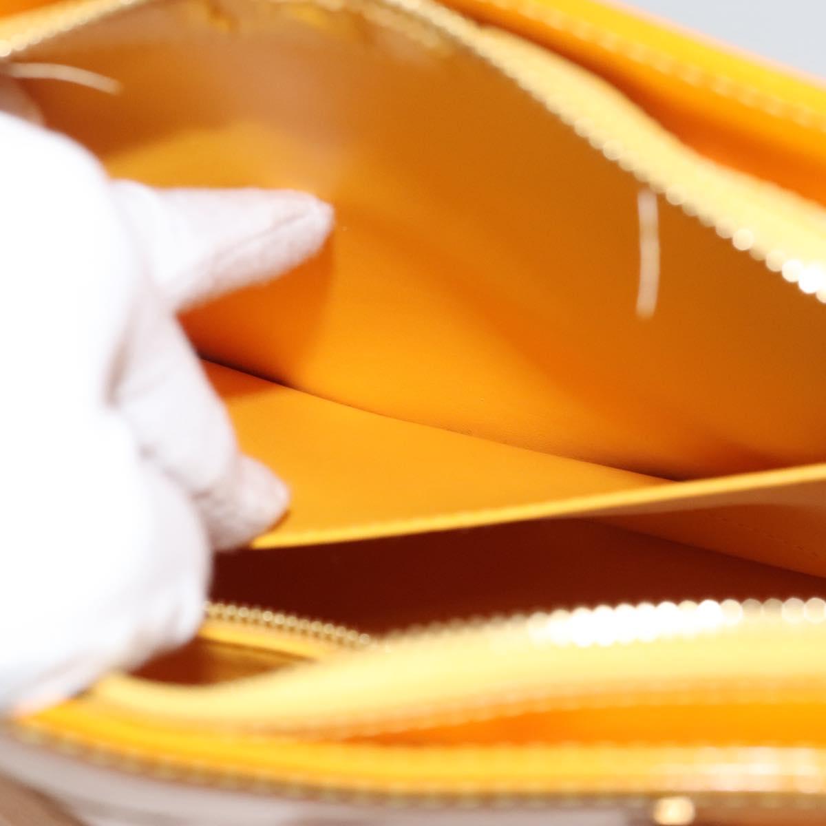 LOUIS VUITTON Monogram Vernis Houston Hand Bag Jaune M91121 LV Auth BA1348