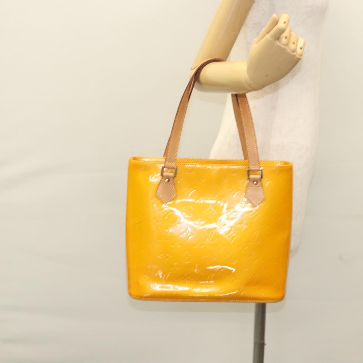 LOUIS VUITTON Monogram Vernis Houston Hand Bag Jaune M91121 LV Auth BA1348