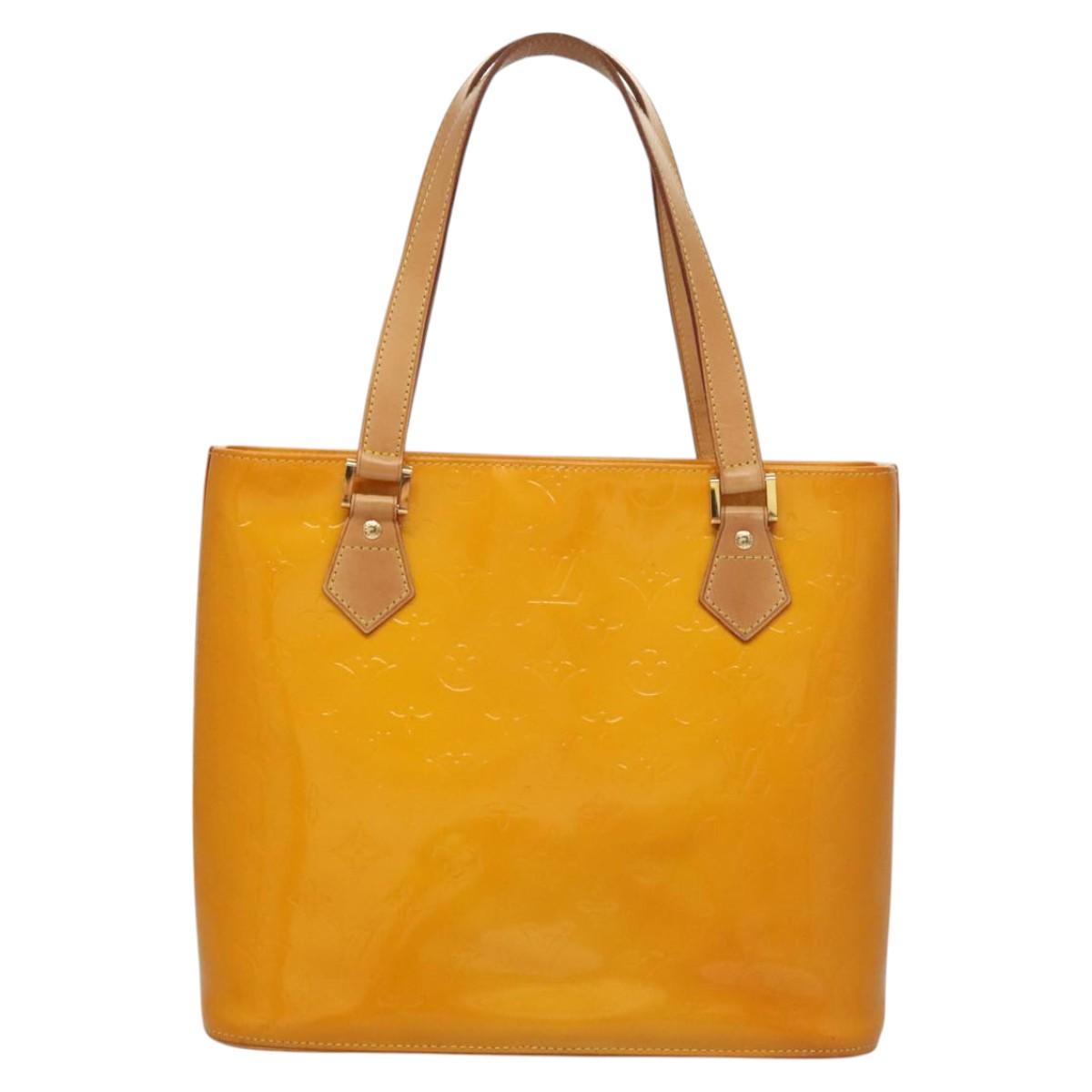 LOUIS VUITTON Monogram Vernis Houston Hand Bag Jaune M91121 LV Auth BA1348