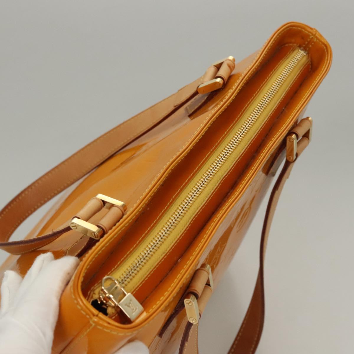 LOUIS VUITTON Monogram Vernis Houston Hand Bag Jaune M91121 LV Auth BA1348