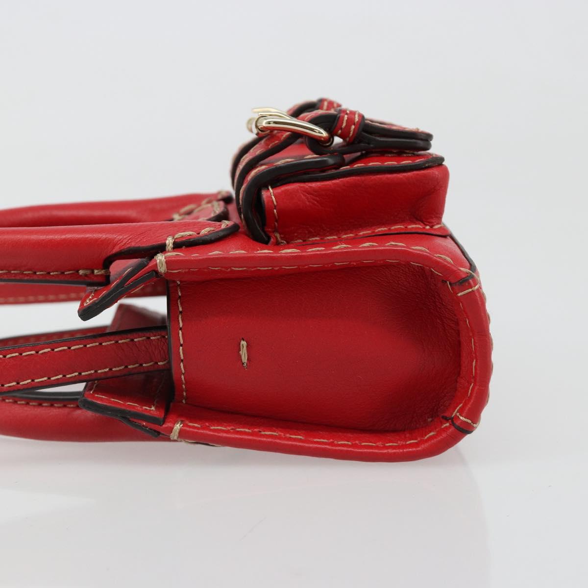 Chloe Hand Bag Leather 2way Red Gold Auth BA13481A