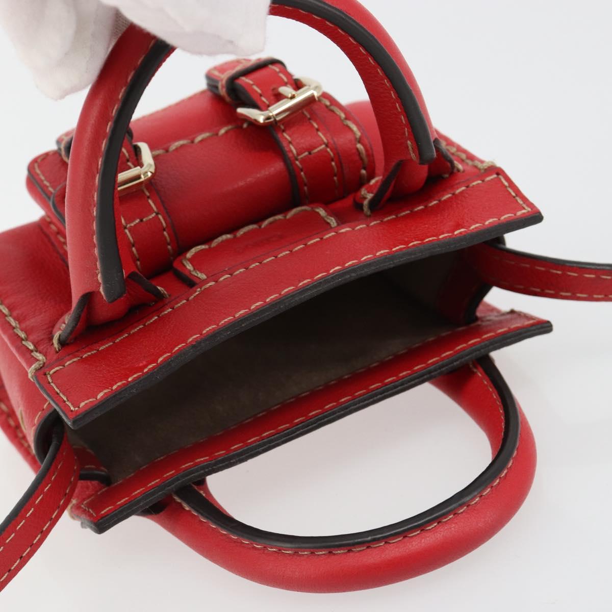 Chloe Hand Bag Leather 2way Red Gold Auth BA13481A