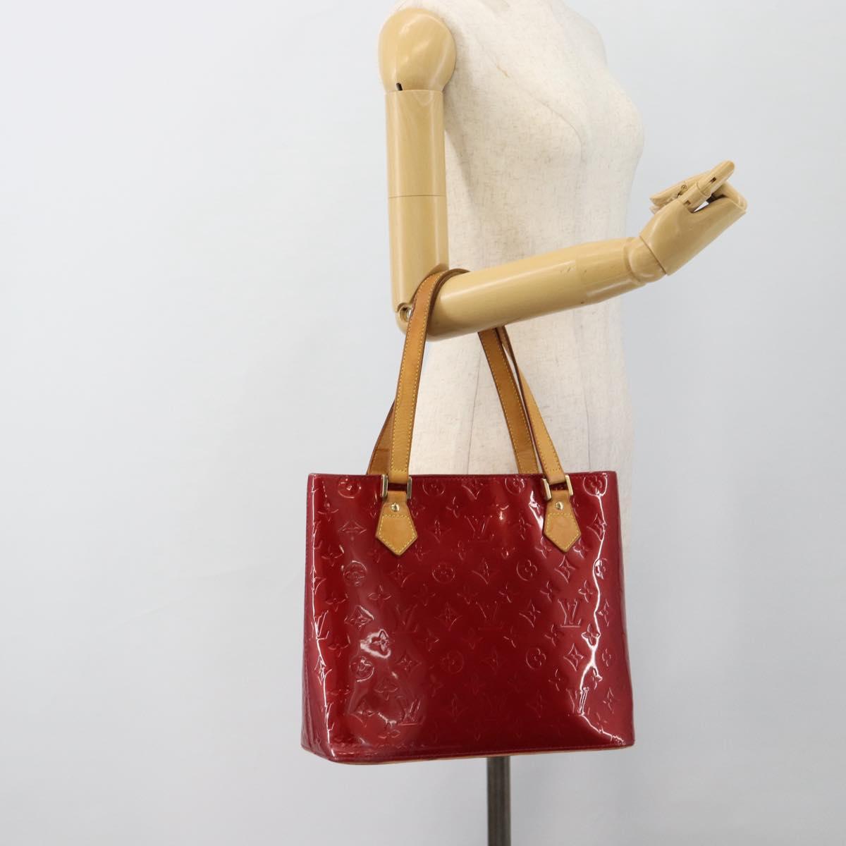 LOUIS VUITTON Monogram Vernis Houston Hand Bag Pomme D'amour M91385 Auth BA13484