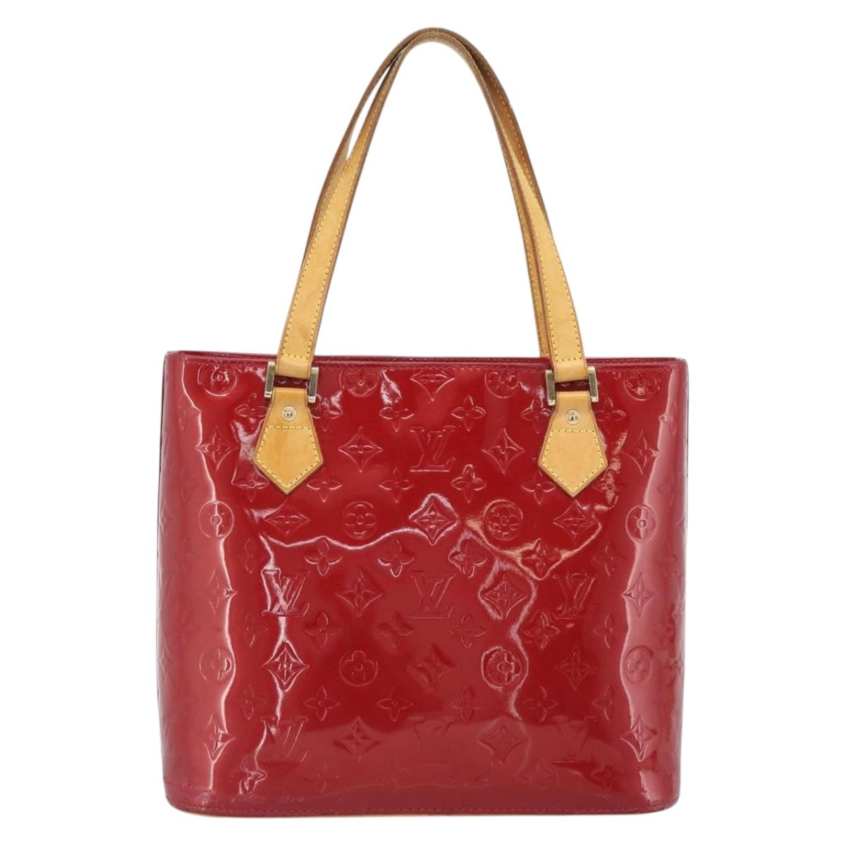 LOUIS VUITTON Monogram Vernis Houston Hand Bag Pomme D'amour M91385 Auth BA13484