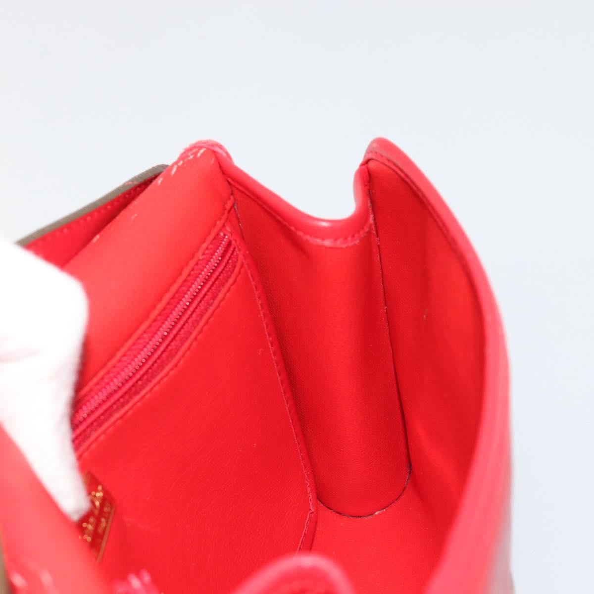 Christian Dior Shoulder Bag Leather Red Gold Auth BA13488