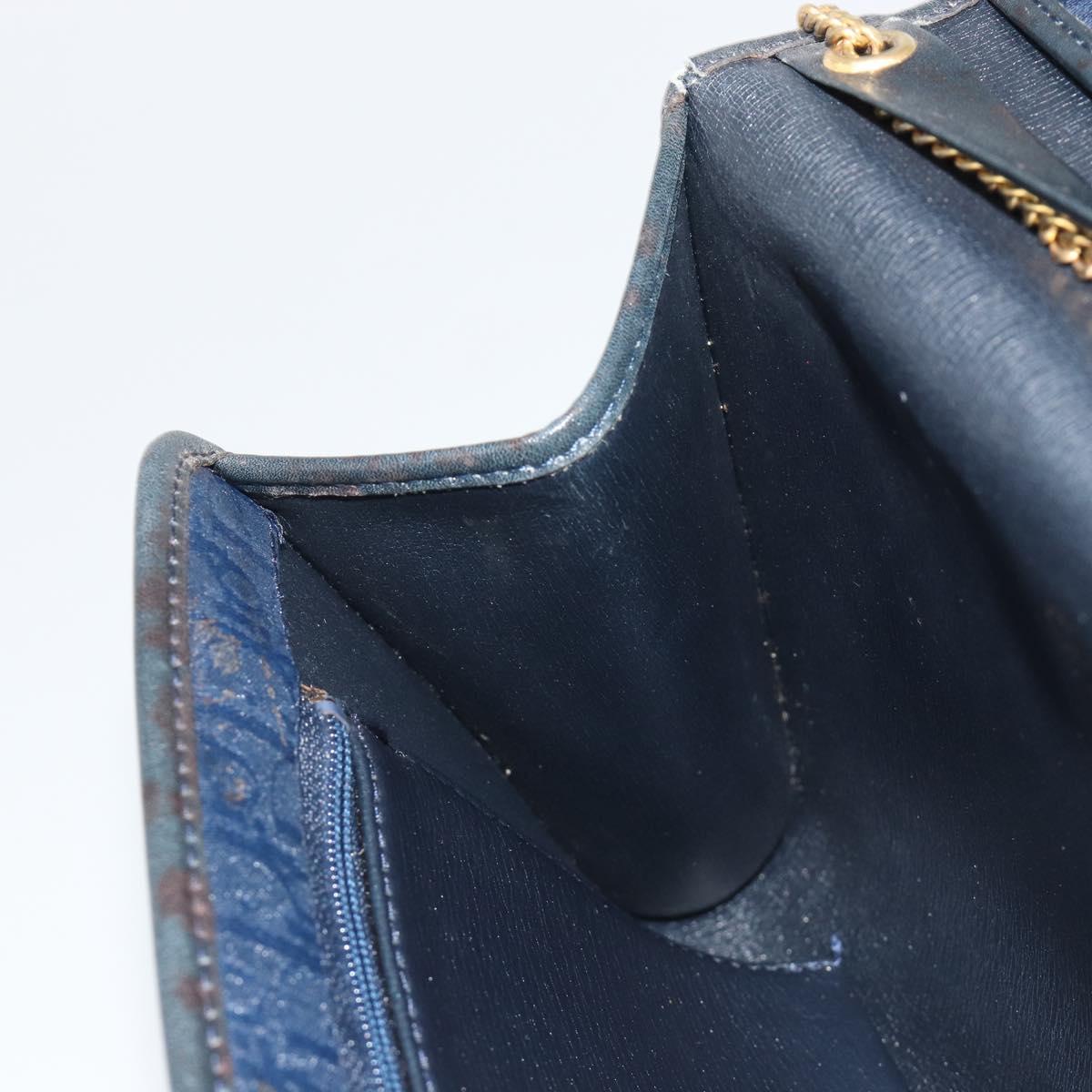 Christian Dior Trotter Canvas Chain Shoulder Bag Navy Gold Auth BA13497A