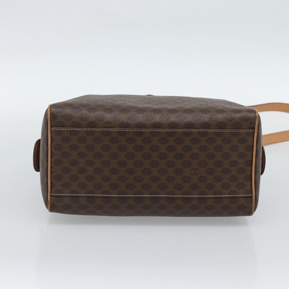 CELINE Macadam Canvas Hand Bag PVC Leather 2way Brown Gold Auth BA13498A