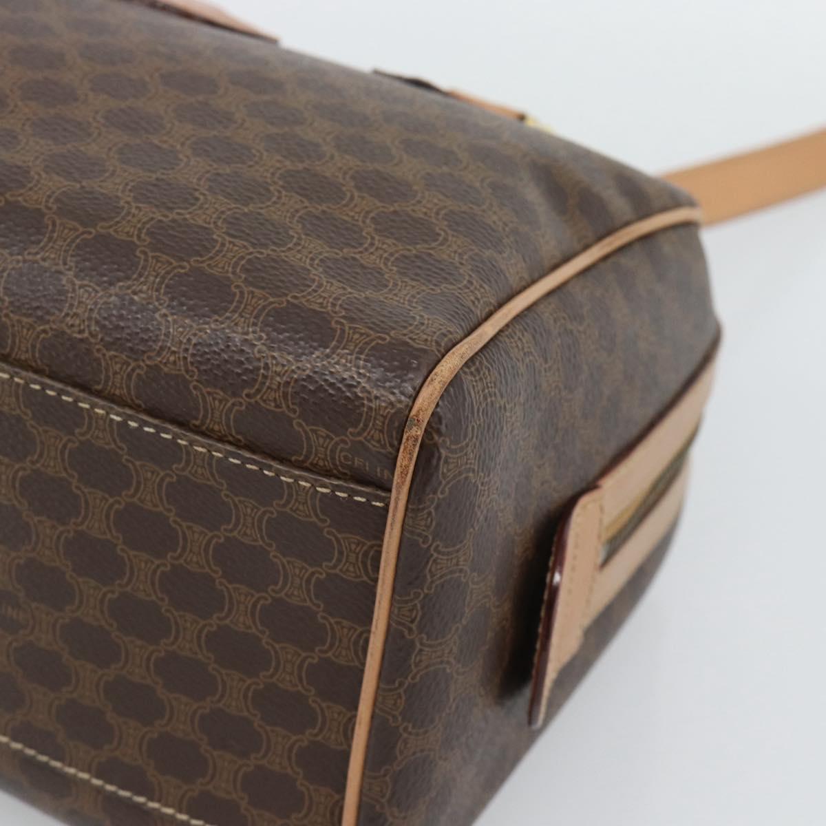 CELINE Macadam Canvas Hand Bag PVC Leather 2way Brown Gold Auth BA13498A
