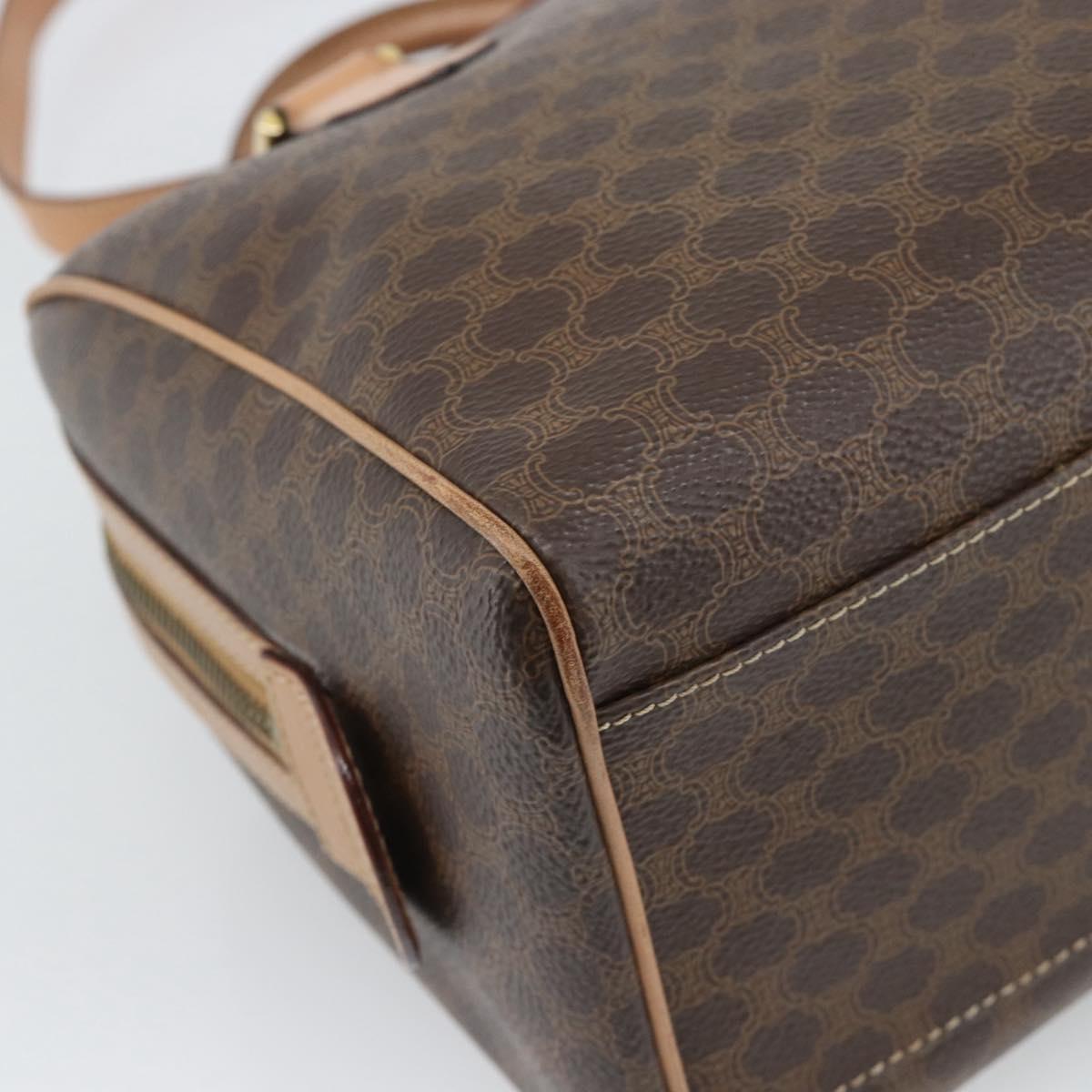 CELINE Macadam Canvas Hand Bag PVC Leather 2way Brown Gold Auth BA13498A