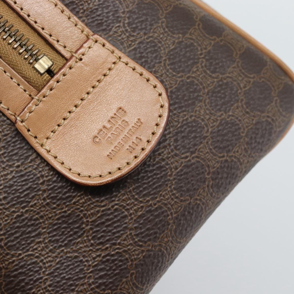 CELINE Macadam Canvas Hand Bag PVC Leather 2way Brown Gold Auth BA13498A