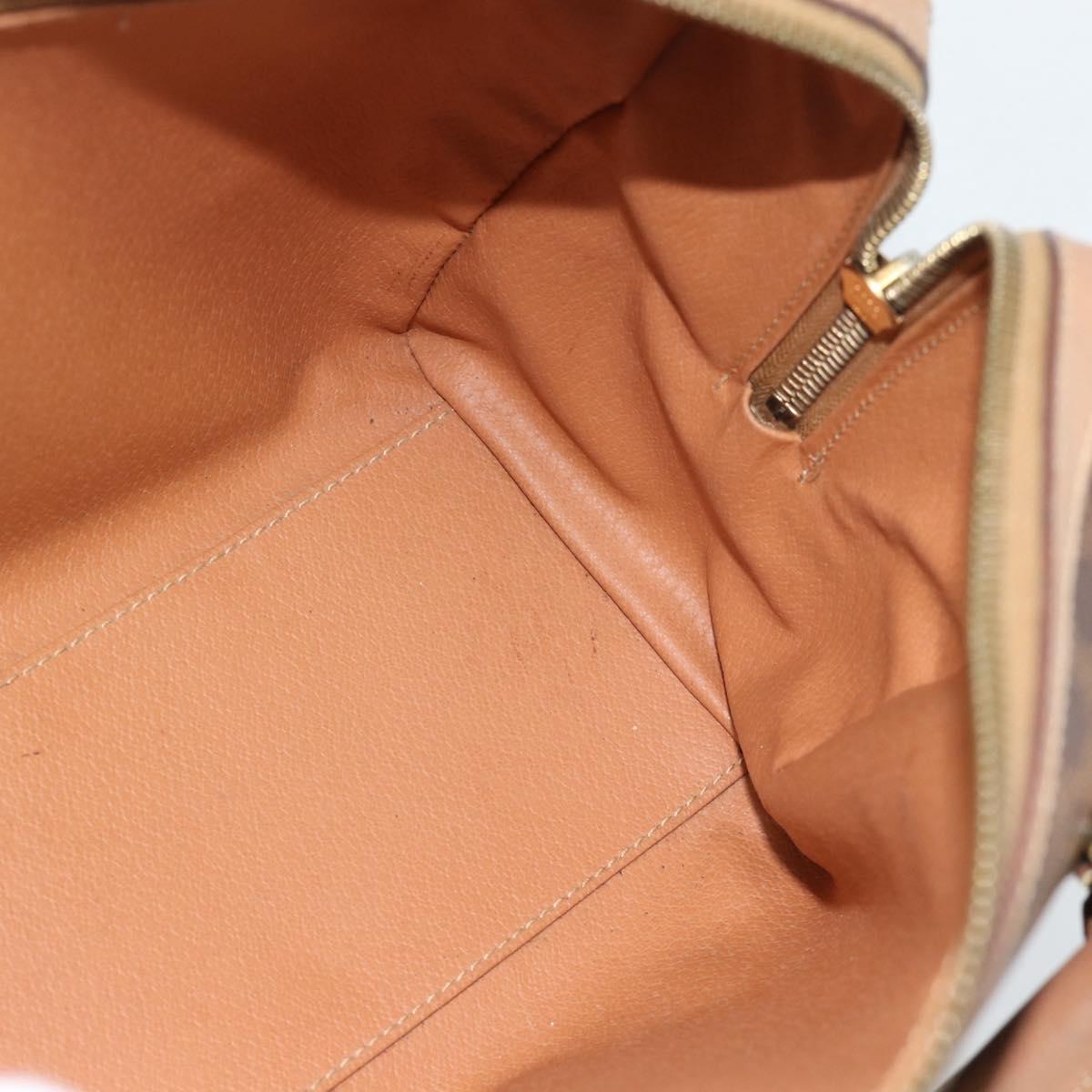 CELINE Macadam Canvas Hand Bag PVC Leather 2way Brown Gold Auth BA13498A