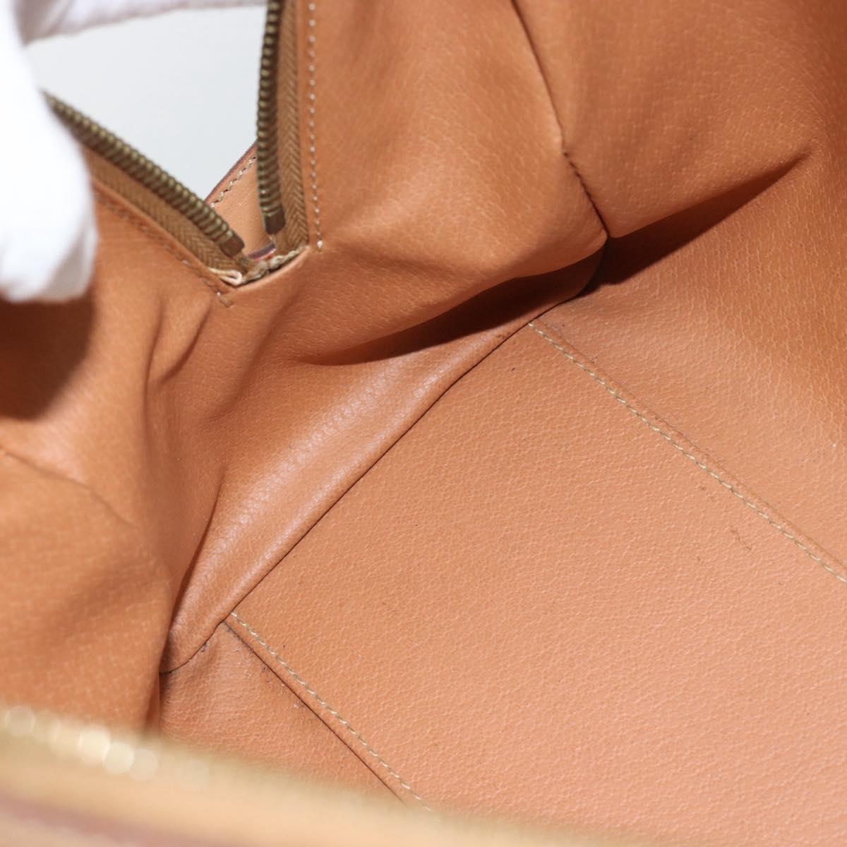 CELINE Macadam Canvas Hand Bag PVC Leather 2way Brown Gold Auth BA13498A