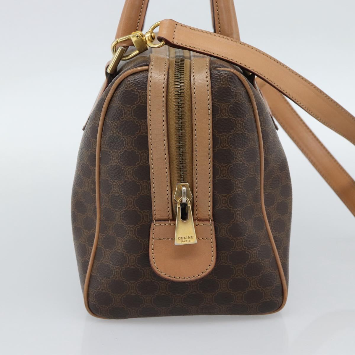 CELINE Macadam Canvas Hand Bag PVC Leather 2way Brown Gold Auth BA13498A