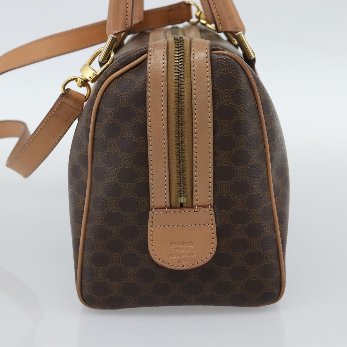 CELINE Macadam Canvas Hand Bag PVC Leather 2way Brown Gold Auth BA13498A