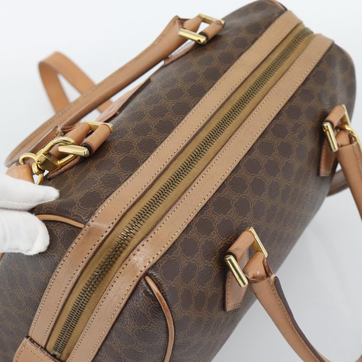 CELINE Macadam Canvas Hand Bag PVC Leather 2way Brown Gold Auth BA13498A