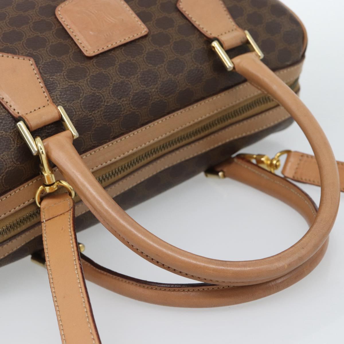 CELINE Macadam Canvas Hand Bag PVC Leather 2way Brown Gold Auth BA13498A