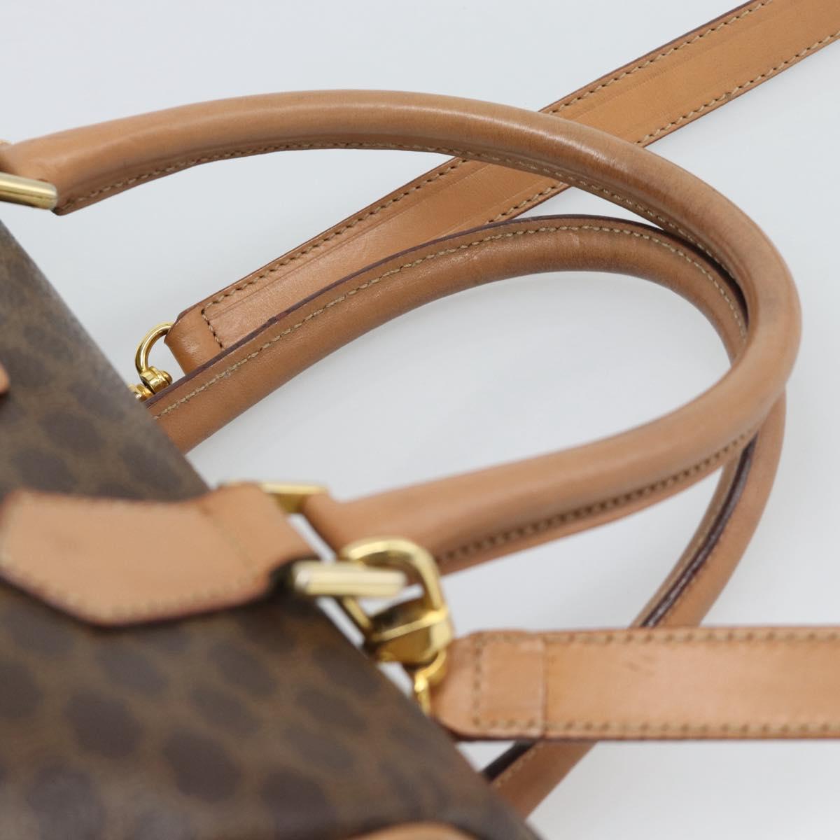 CELINE Macadam Canvas Hand Bag PVC Leather 2way Brown Gold Auth BA13498A