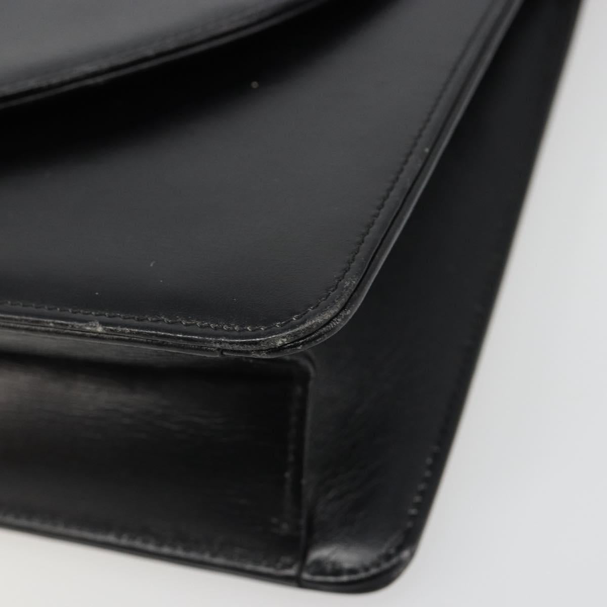 Christian Dior Shoulder Bag Leather Black Gold Auth BA13501