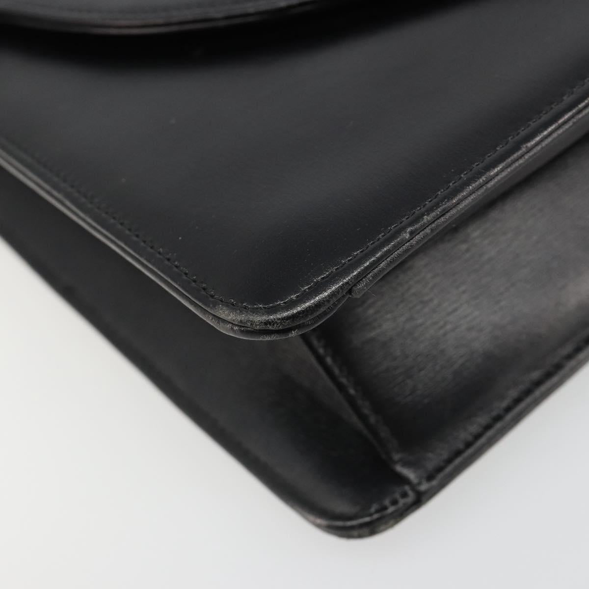 Christian Dior Shoulder Bag Leather Black Gold Auth BA13501