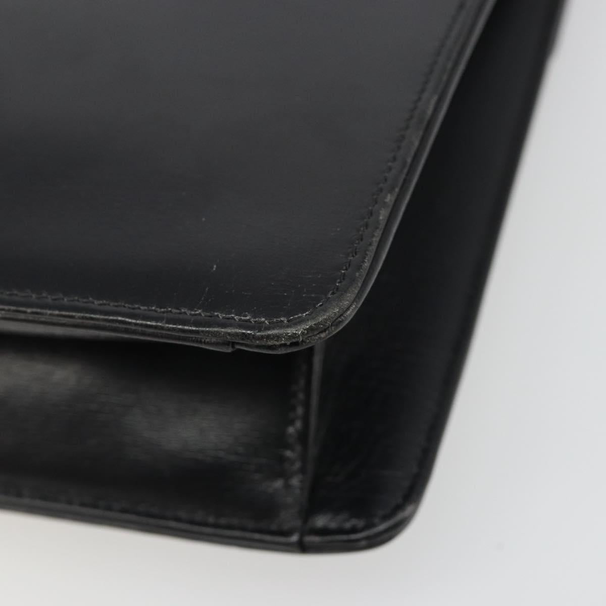 Christian Dior Shoulder Bag Leather Black Gold Auth BA13501