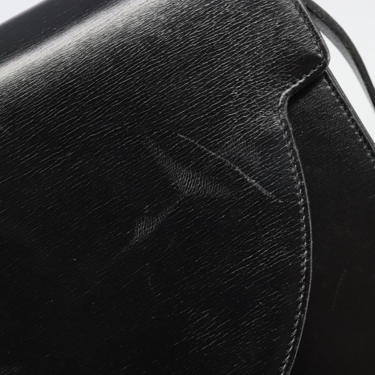 Christian Dior Shoulder Bag Leather Black Gold Auth BA13501