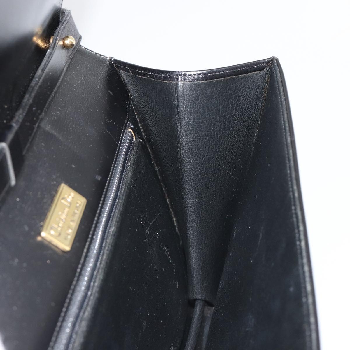 Christian Dior Shoulder Bag Leather Black Gold Auth BA13501