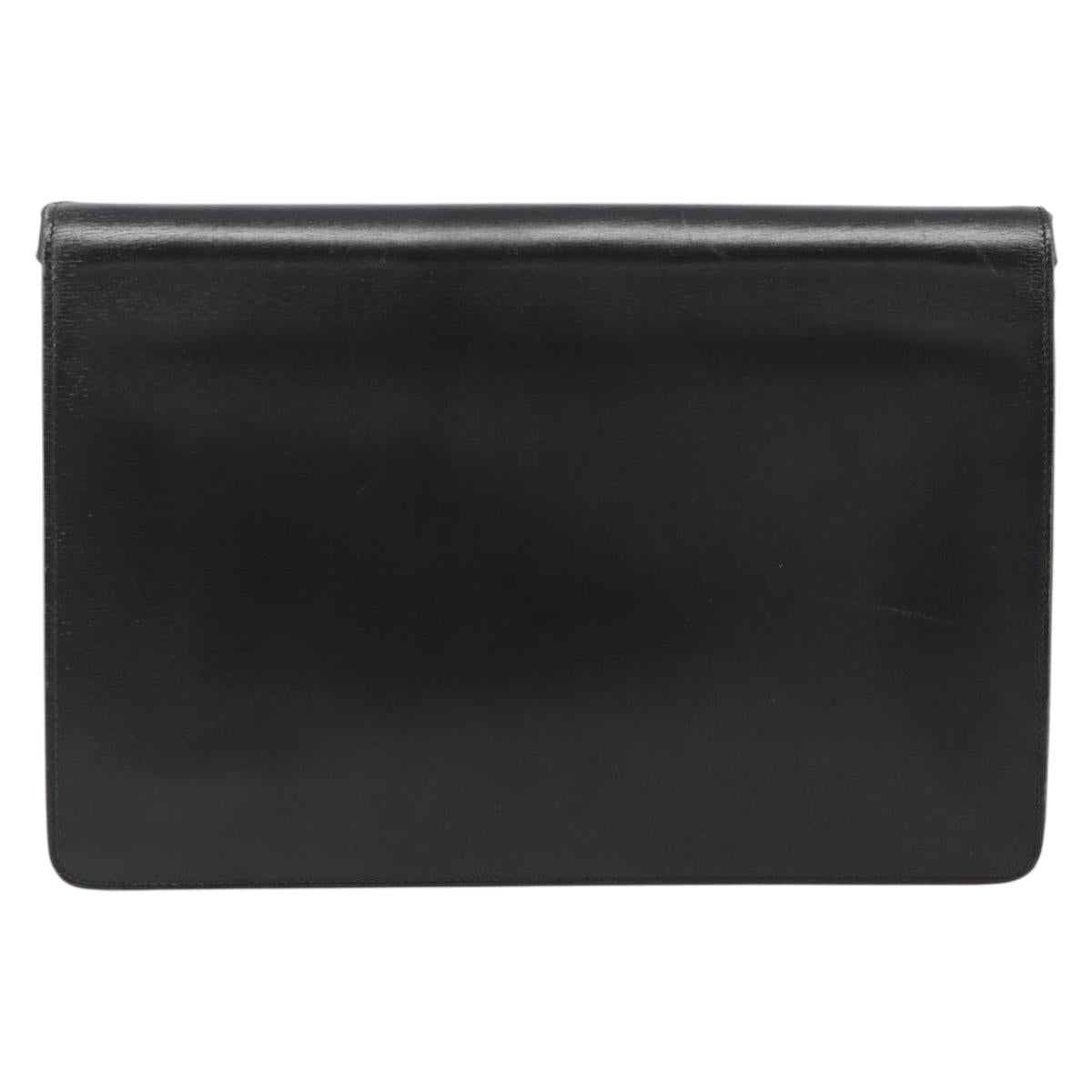 Christian Dior Shoulder Bag Leather Black Gold Auth BA13501