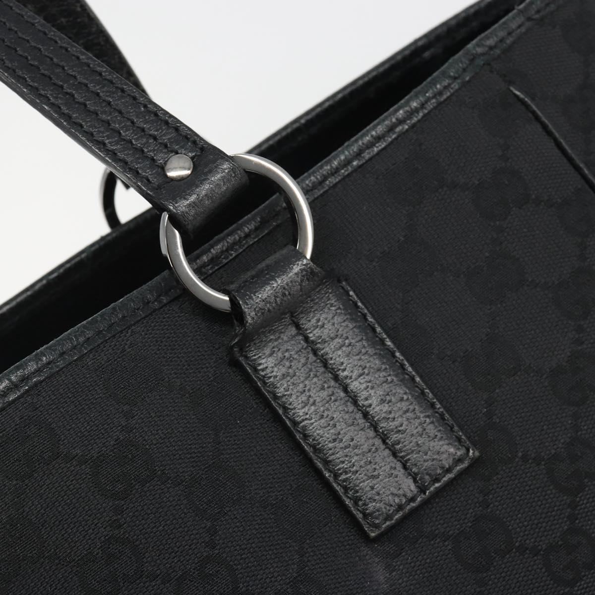 GUCCI GG Canvas Hand Bag Black Silver 113017 Auth BA13508
