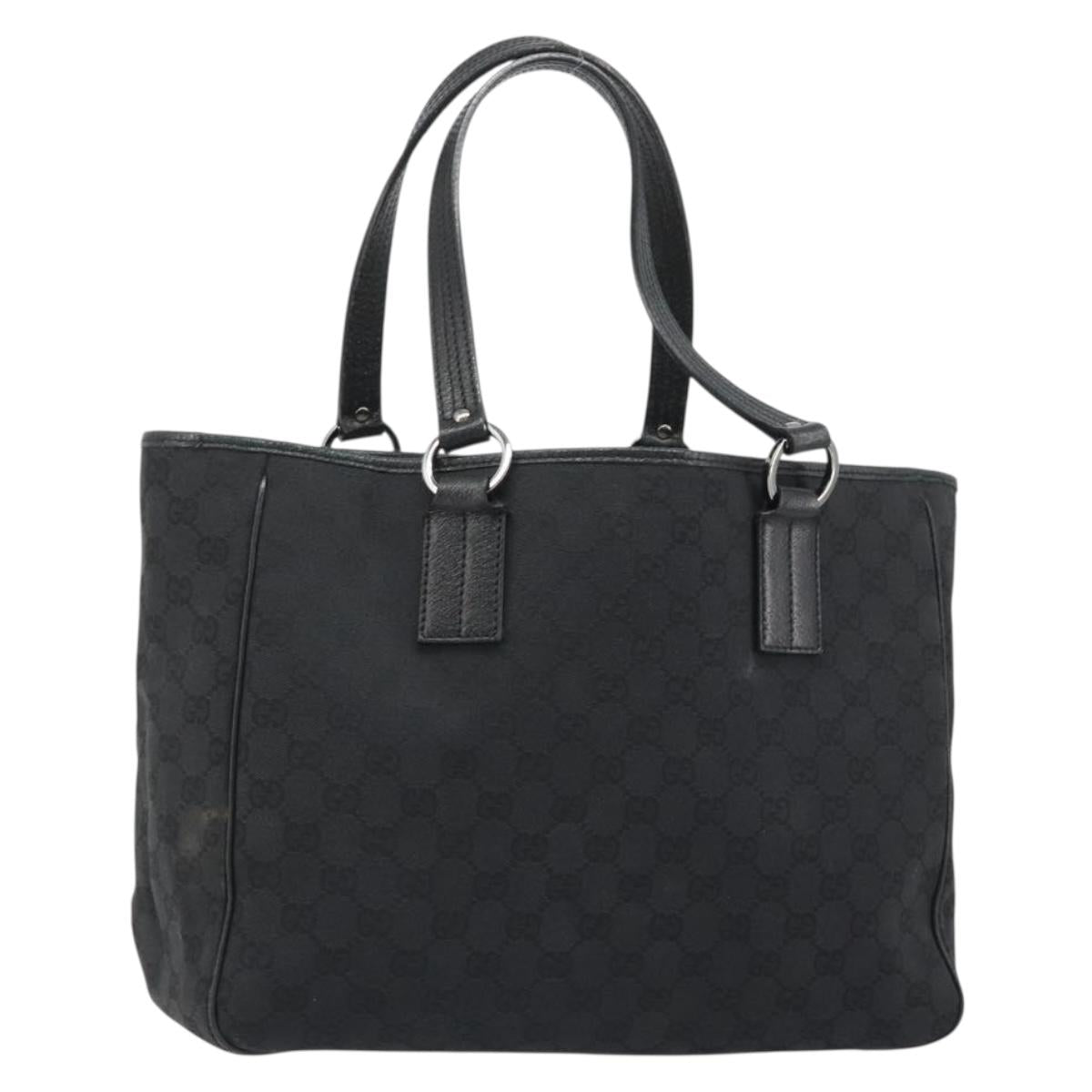 GUCCI GG Canvas Hand Bag Black Silver 113017 Auth BA13508