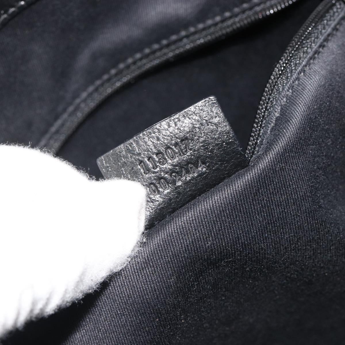 GUCCI GG Canvas Hand Bag Black Silver 113017 Auth BA13508