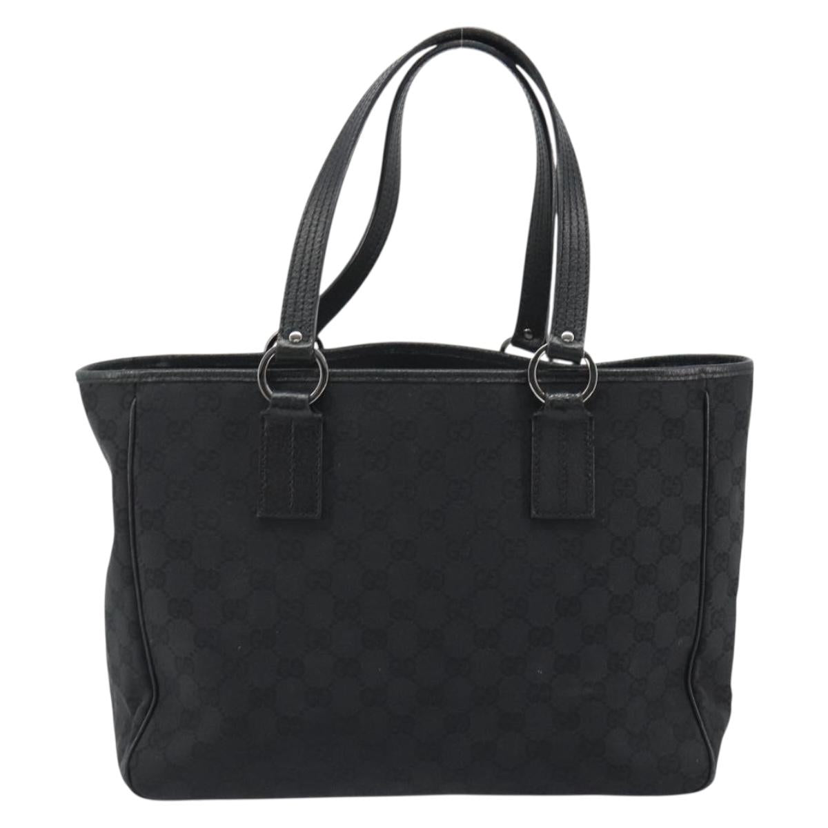 GUCCI GG Canvas Hand Bag Black Silver 113017 Auth BA13508