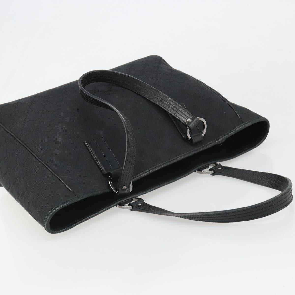 GUCCI GG Canvas Hand Bag Black Silver 113017 Auth BA13508