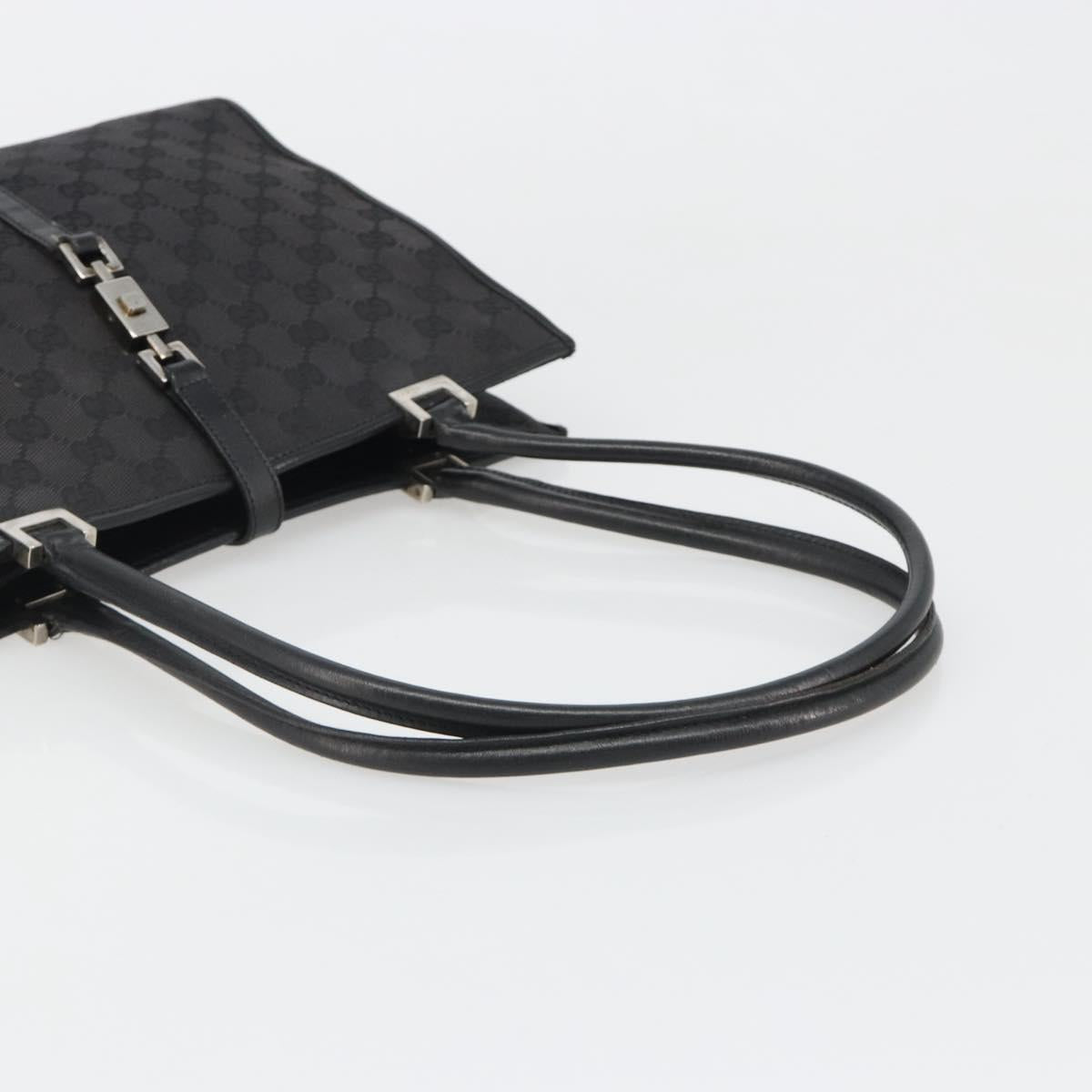 GUCCI GG Canvas Jackie Tote Bag Black Silver 002 1073 Auth BA13509A