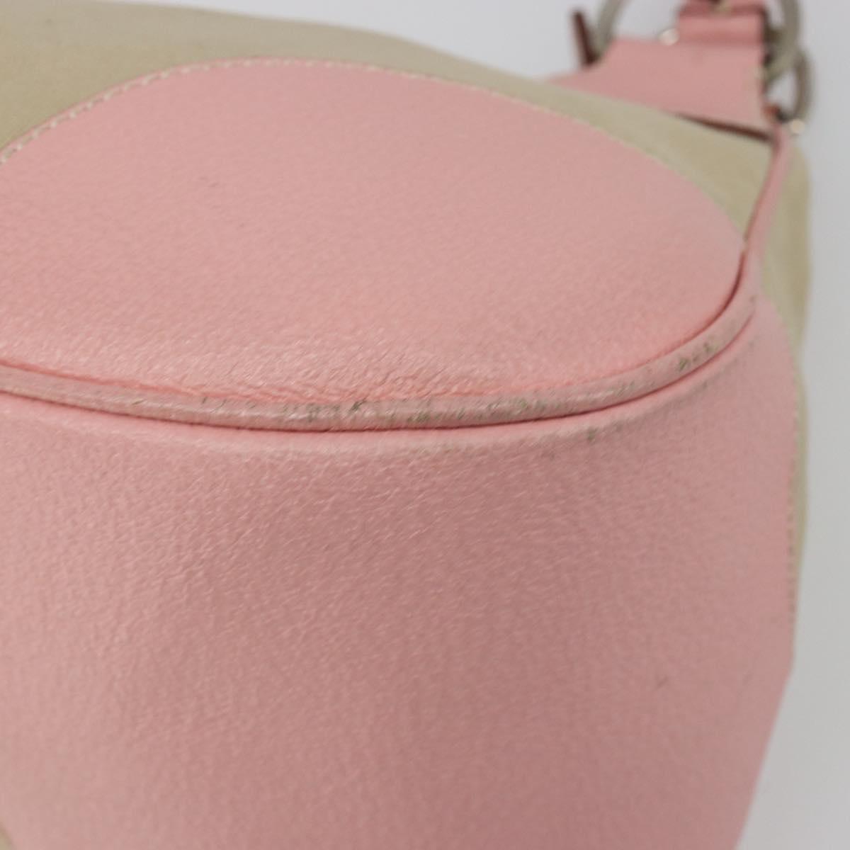 PRADA Hand Bag Canvas Beige Silver Auth BA13510A