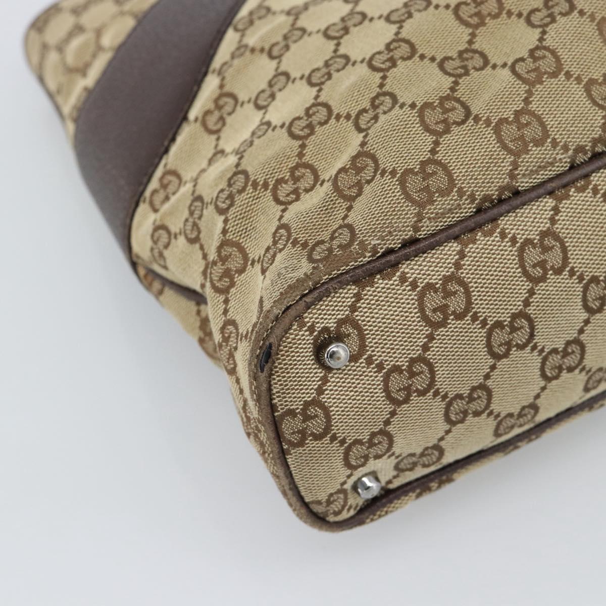 GUCCI GG Canvas Tote Bag Beige Silver Auth BA13511