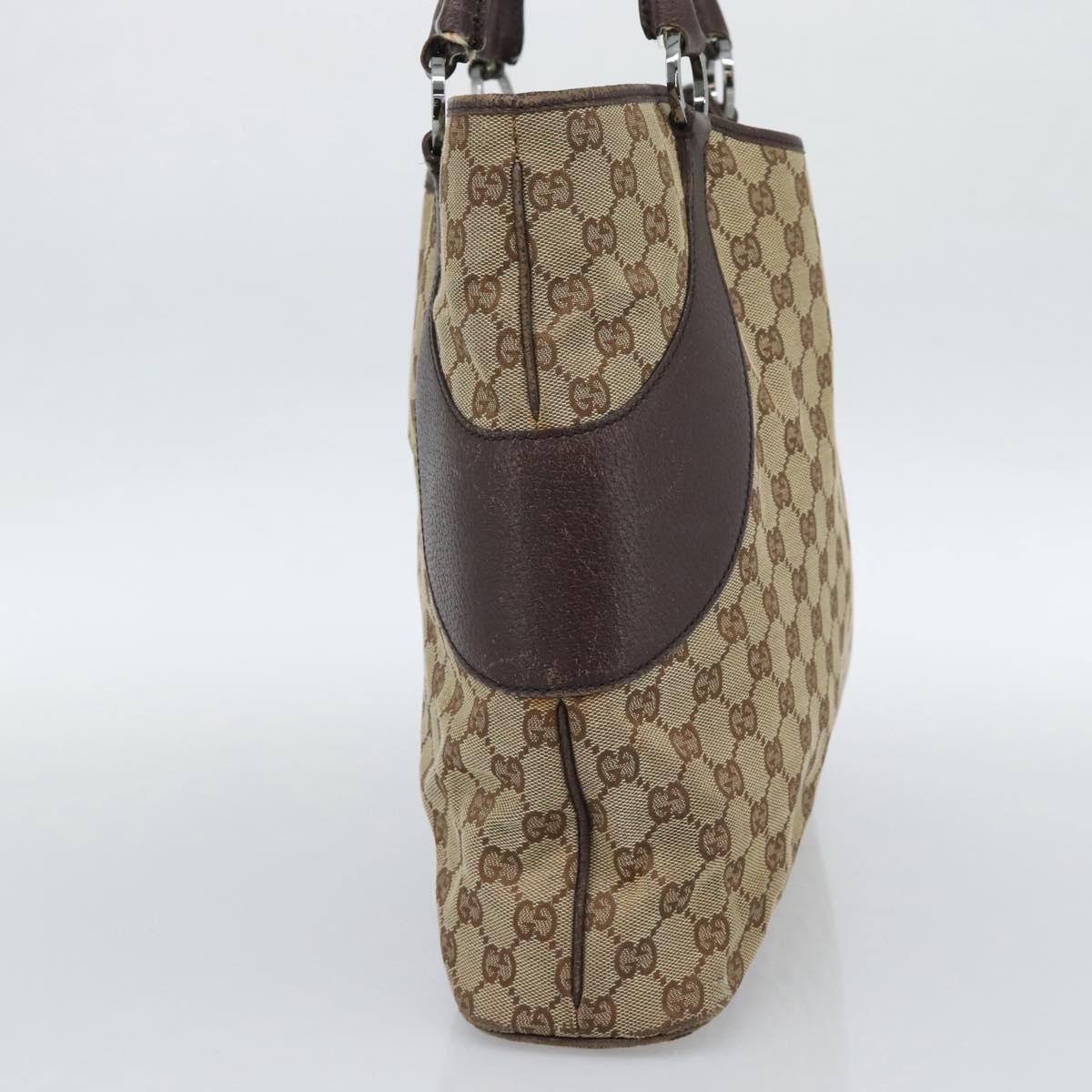 GUCCI GG Canvas Tote Bag Beige Silver Auth BA13511
