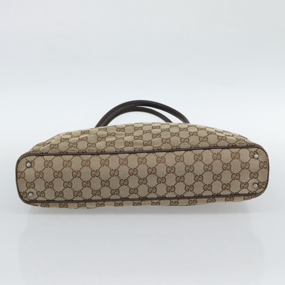 GUCCI GG Canvas Tote Bag Beige Silver Auth BA13511
