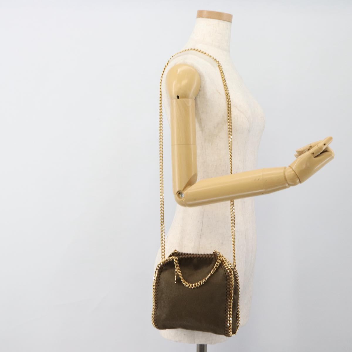 Stella MacCartney Chain Falabella Bag Suede 2way Brown Gold 512064 Auth BA13513V