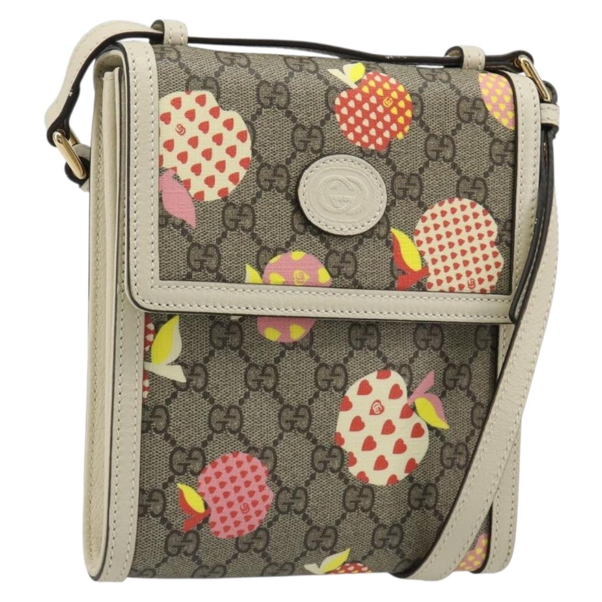 GUCCI GG Supreme Children's Bag PVC Leather Beige Gold 625782 Auth BA13514V