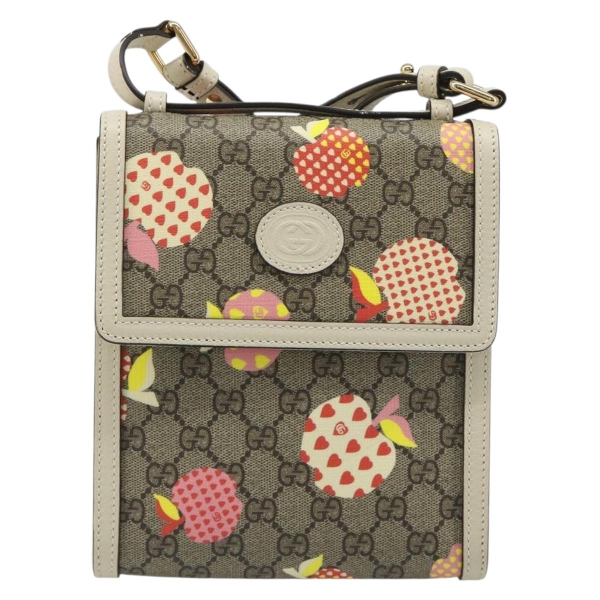 GUCCI GG Supreme Children's Bag PVC Leather Beige Gold 625782 Auth BA13514V