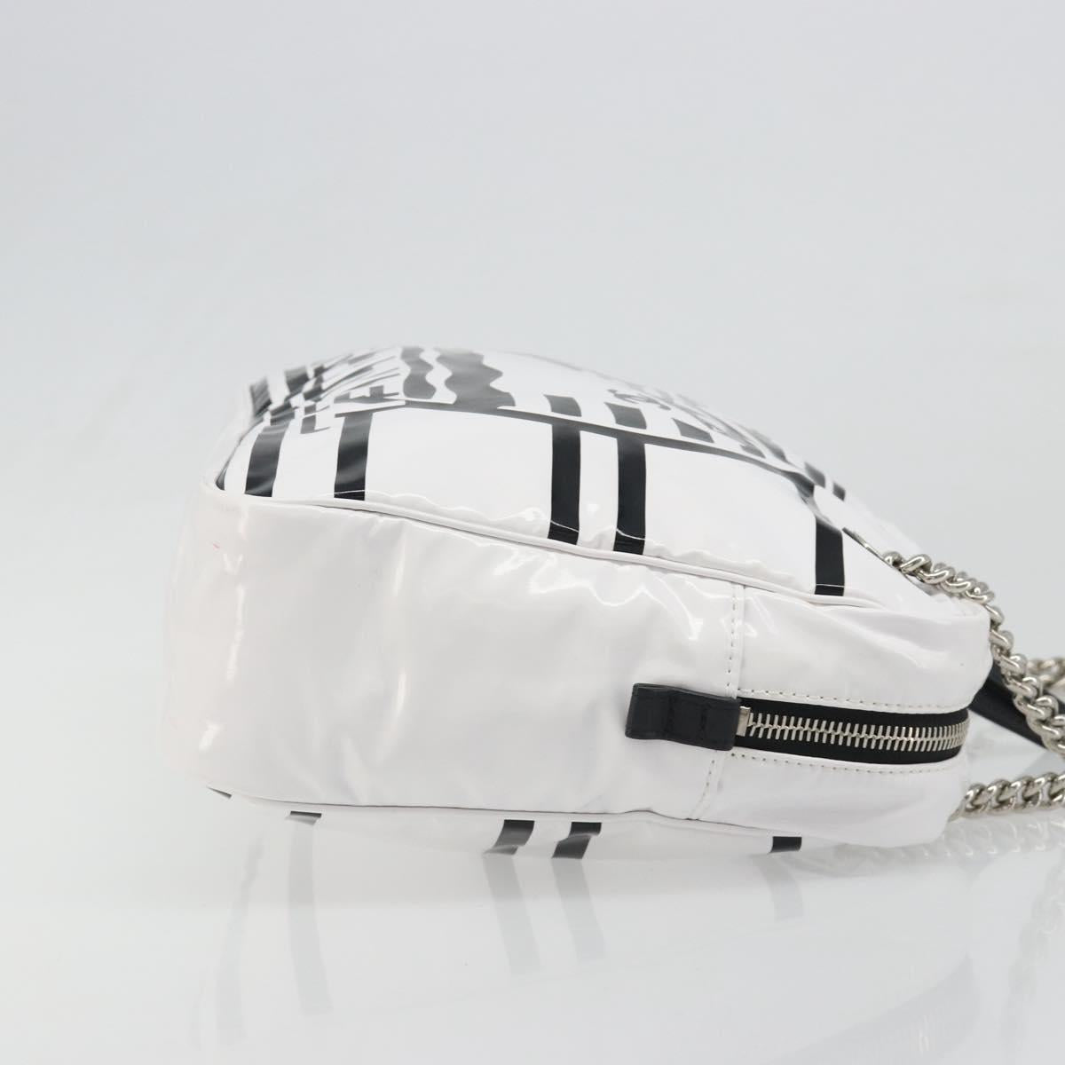 CHANEL La Pausa Chain Bag Patent leather White Silver CC Auth BA13516SAM