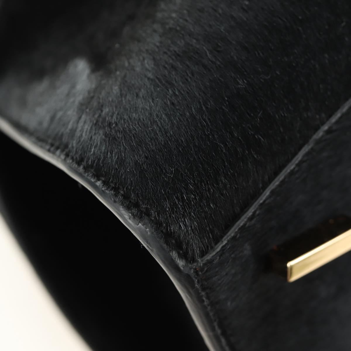 Salvatore Ferragamo Gancini Bag Harako leather 2way Black Gold Auth BA13517M
