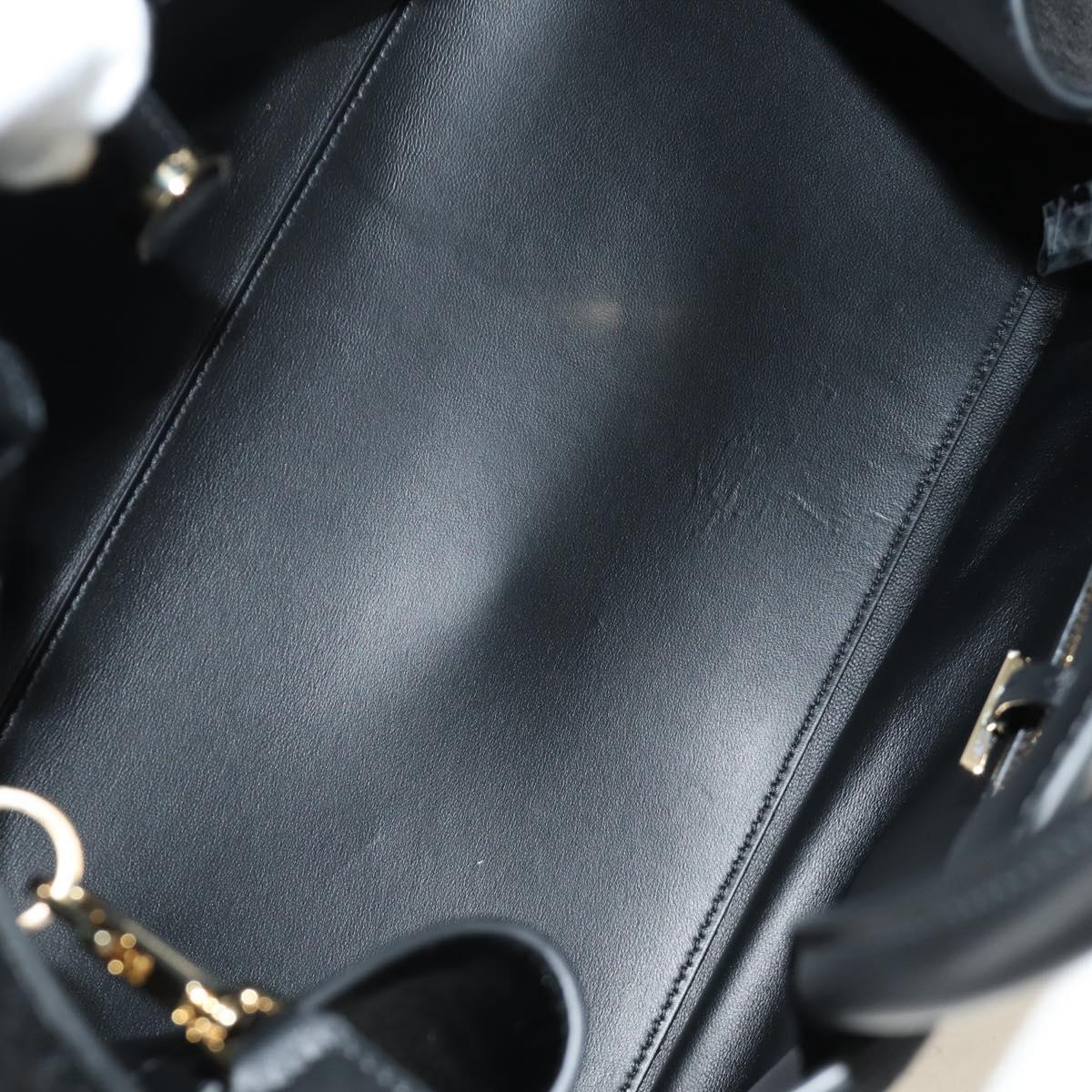 Salvatore Ferragamo Gancini Bag Harako leather 2way Black Gold Auth BA13517M