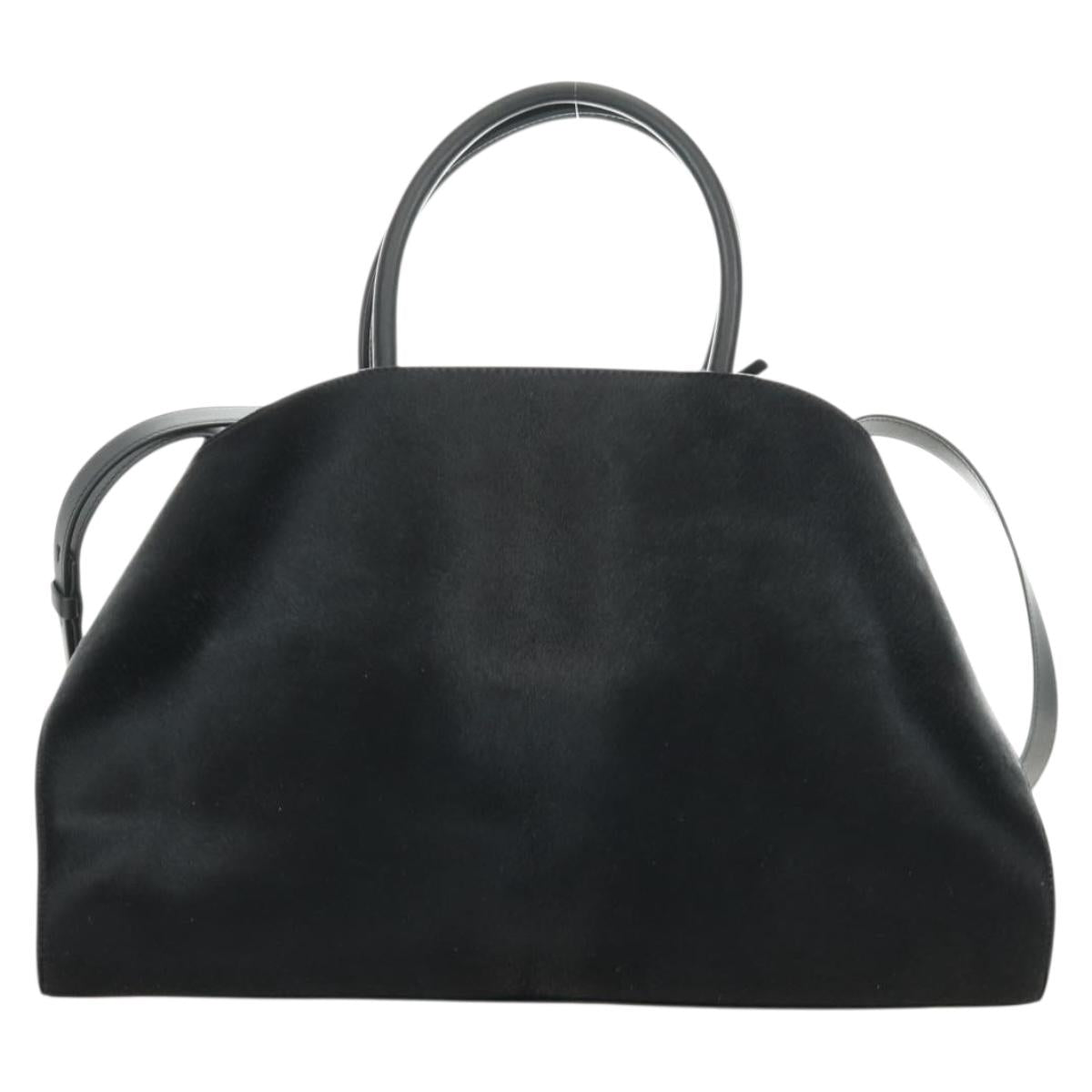 Salvatore Ferragamo Gancini Bag Harako leather 2way Black Gold Auth BA13517M