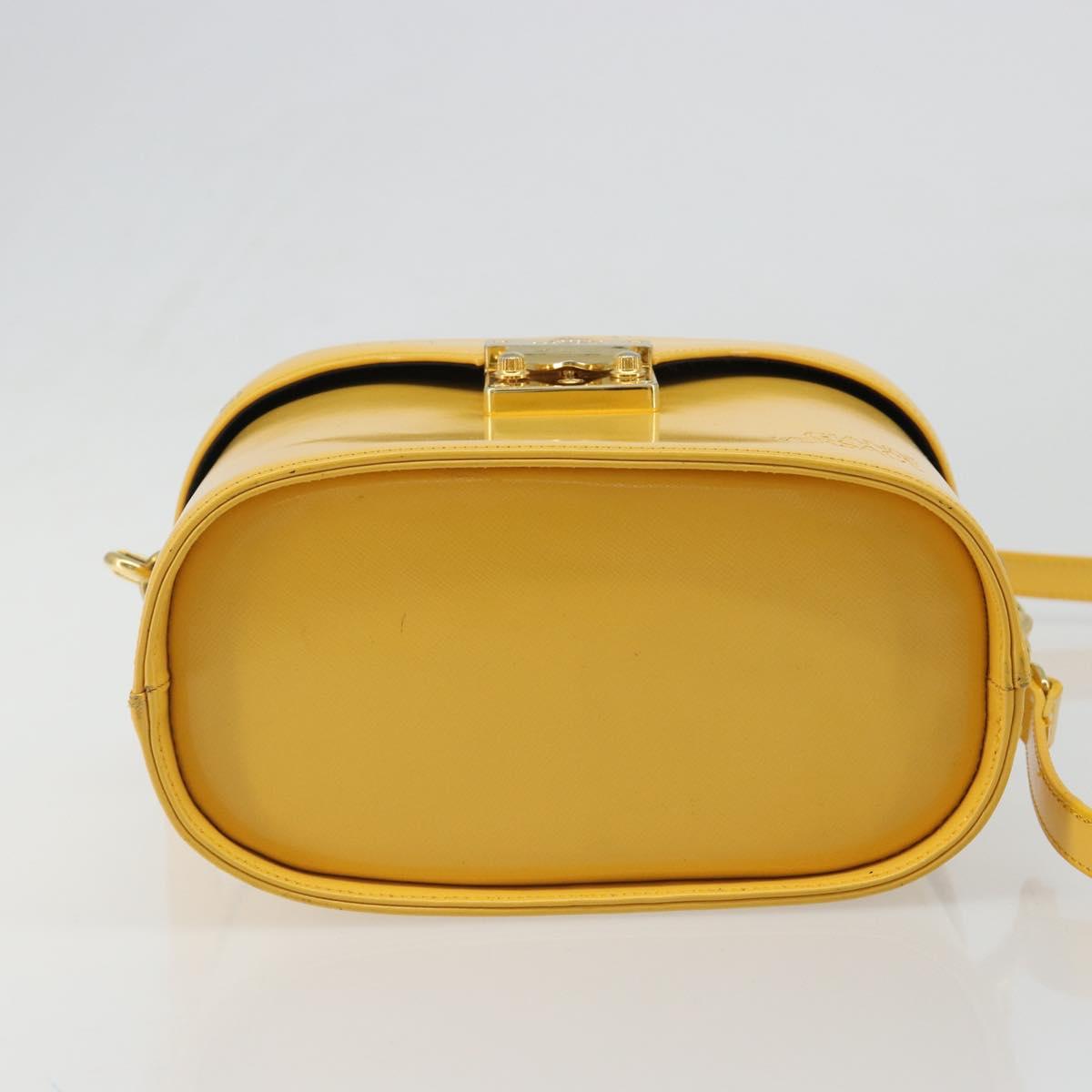 Gianni Versace Hand Bag Leather 2way Yellow Gold Auth BA13518