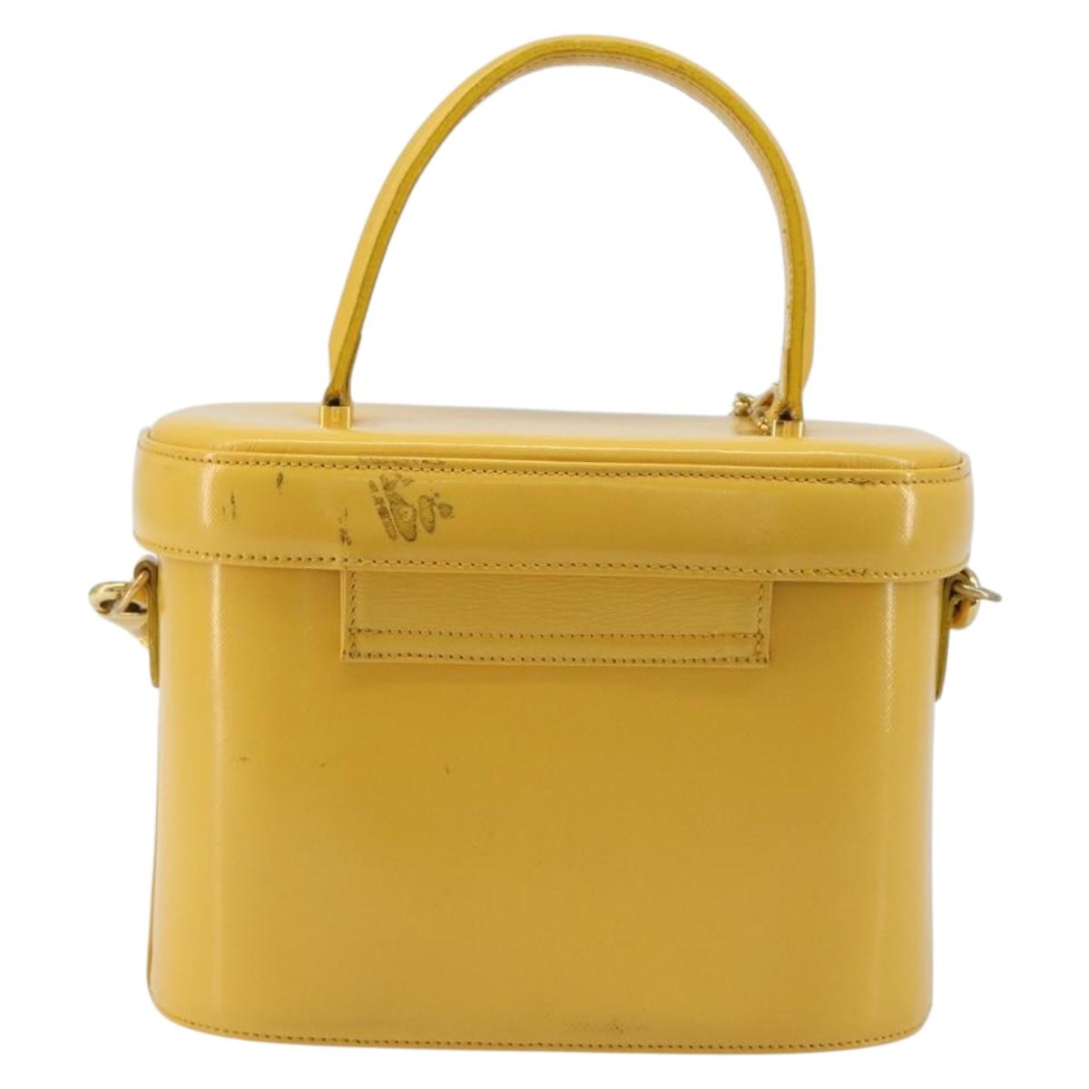 Gianni Versace Hand Bag Leather 2way Yellow Gold Auth BA13518